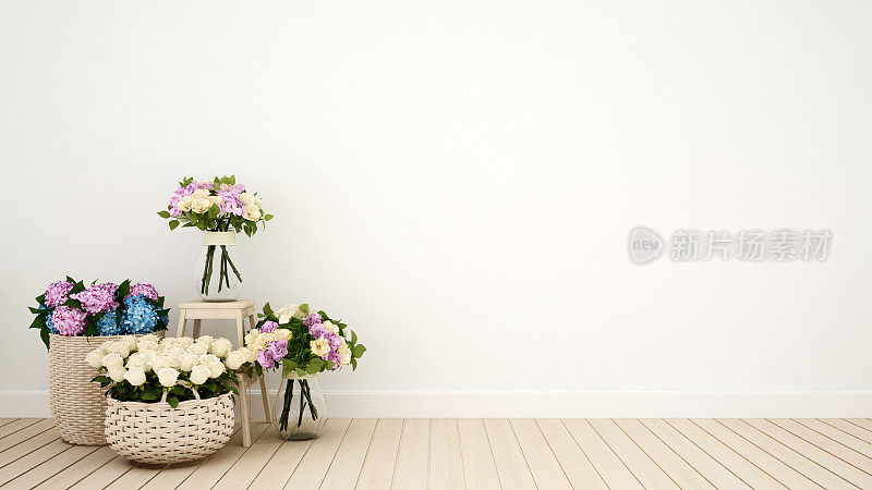 客厅或其他房间装饰花- 3D渲染